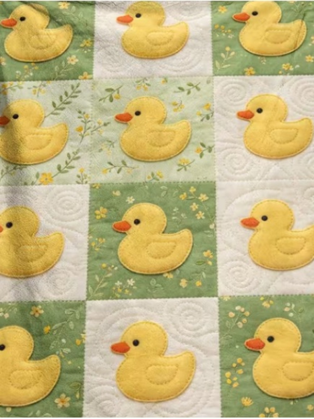 Yellow Duck Quilted looking Throw Blanket - Picture 2 of 4